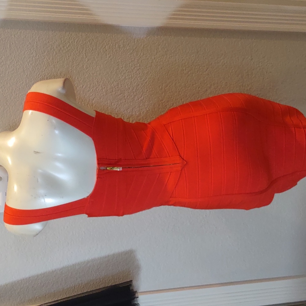 Stretta Orange Bandage Dress - Picture 3 of 3